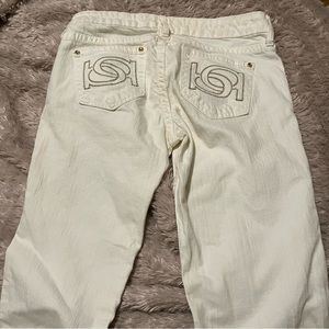BeBe white straight leg jeans embellished pockets